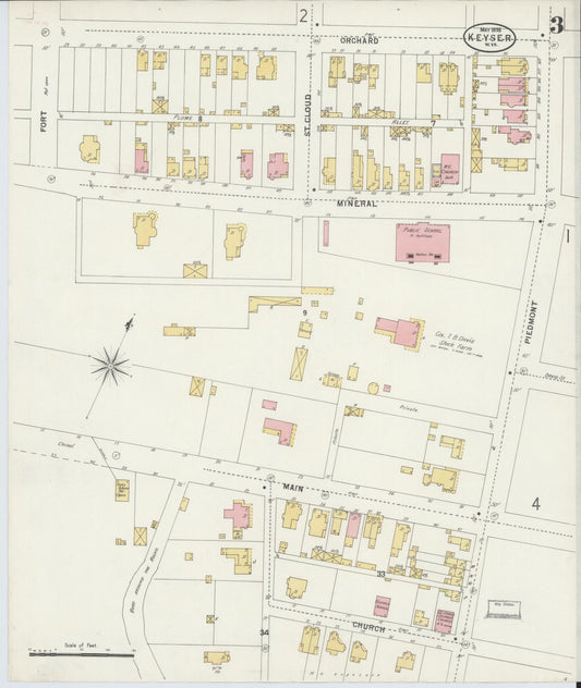 Sanborn Fire Insurance Map from Keyser, Mineral County, West Virginia (1898), Sheet #0003 - Historic Sanborn Fire Insurance Map Print, vintage old map wall art, antique decor, genealogy gift, West Virginia West Virginia map