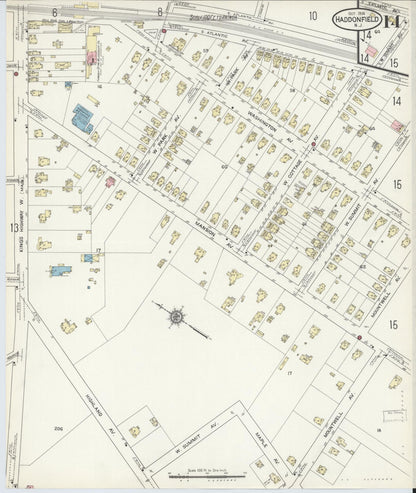 Sanborn Fire Insurance Map from Haddonfield, Camden County, New Jersey (1914), Sheet #0014 - Complete Map Set gallery image, historic Sanborn map, vintage wall art, New Jersey New Jersey