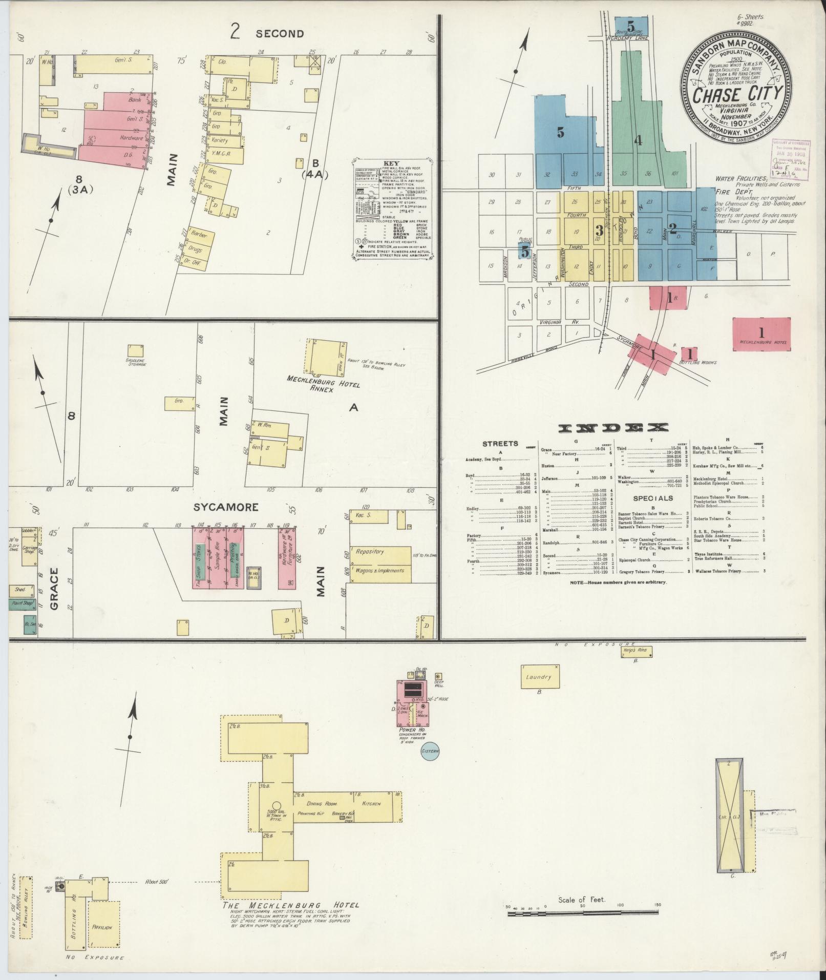 Sanborn Fire Insurance Map from Chase City, Mecklenburg County, Virginia. (1907) – Historic Sanborn Fire Insurance Map Print