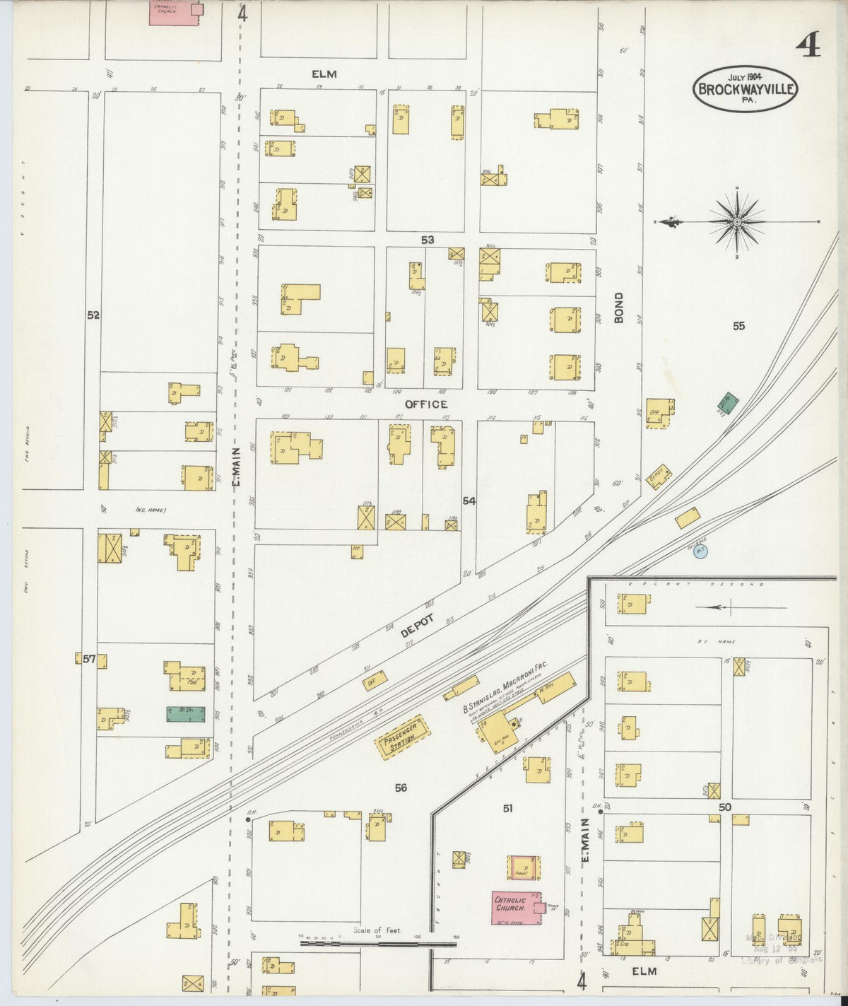 Sanborn Fire Insurance Map from Brockway, Jefferson County, Pennsylvania (1904), Sheet #0004 - Complete Map Set gallery image, historic Sanborn map, vintage wall art, Pennsylvania Pennsylvania