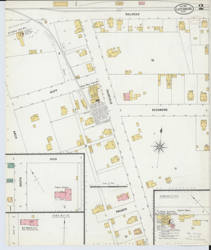Sanborn Fire Insurance Map from Leesburg, Highland County, Ohio (1899), Sheet #0002 - Historic Sanborn Fire Insurance Map Print, vintage old map wall art, antique decor, genealogy gift, Ohio Ohio map
