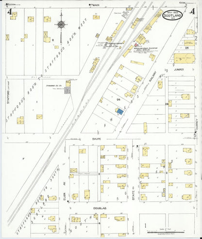 Sanborn Fire Insurance Map from Scotland, Bon Homme County, South Dakota (1923), Sheet #0004 - Complete Map Set gallery image, historic Sanborn map, vintage wall art, South Dakota South Dakota