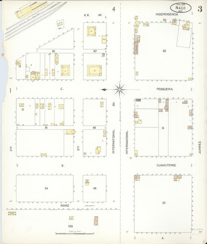 Sanborn Fire Insurance Map from Naco, Cochise County, Arizona (1904), Sheet #0003 - Complete Map Set gallery image, historic Sanborn map, vintage wall art, Arizona Arizona