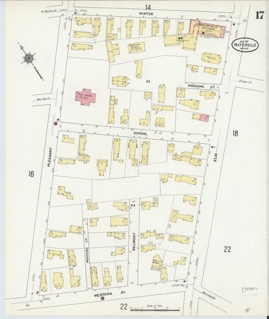 Sanborn Fire Insurance Map from Waterville, Kennebec County, Maine (1911), Sheet #0017 - Historic Sanborn Fire Insurance Map Print, vintage old map wall art, antique decor, genealogy gift, Maine Maine map