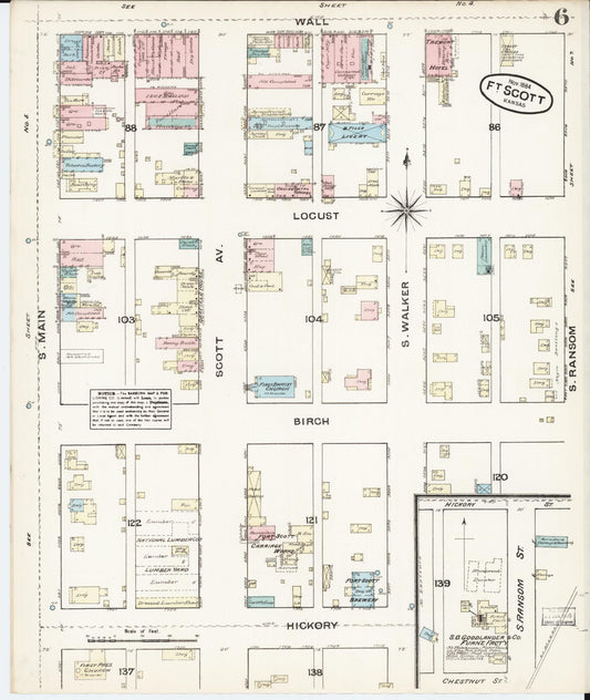 Sanborn Fire Insurance Map from Fort Scott, Bourbon County, Kansas (1884), Sheet #0006 - Historic Sanborn Fire Insurance Map Print, vintage old map wall art, antique decor, genealogy gift, Kansas Kansas map