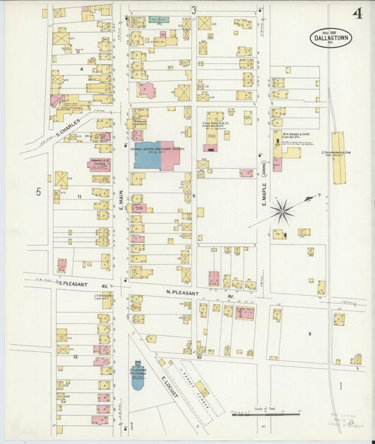 Sanborn Fire Insurance Map from Dallastown, York County, Pennsylvania (1908), Sheet #0004 - Historic Sanborn Fire Insurance Map Print, vintage old map wall art, antique decor, genealogy gift, Pennsylvania Pennsylvania map