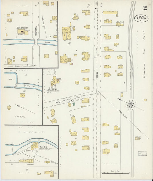 Sanborn Fire Insurance Map from Afton, Chenango County, New York (1903), Sheet #0002 - Historic Sanborn Fire Insurance Map Print, vintage old map wall art, antique decor, genealogy gift, New York New York map