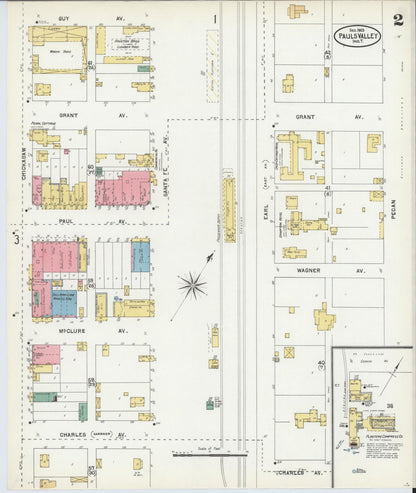Sanborn Fire Insurance Map from Pauls Valley, Garvin County, Oklahoma (1903), Sheet #0002 - Complete Map Set gallery image, historic Sanborn map, vintage wall art, Oklahoma Oklahoma