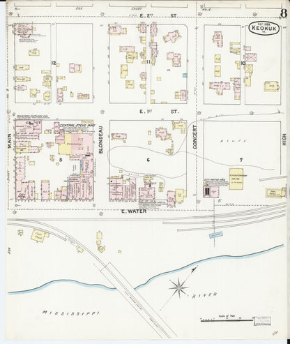 Sanborn Fire Insurance Map from Keokuk, Lee County, Iowa (1888), Sheet #0008 - Historic Sanborn Fire Insurance Map Print