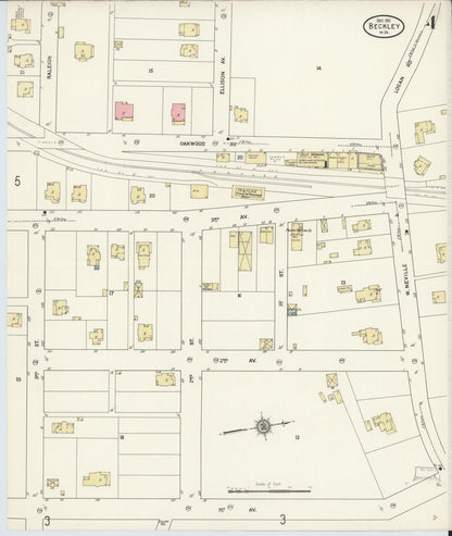 Sanborn Fire Insurance Map from Beckley, Raleigh County, West Virginia (1911), Sheet #0004 - Complete Map Set gallery image, historic Sanborn map, vintage wall art, West Virginia West Virginia