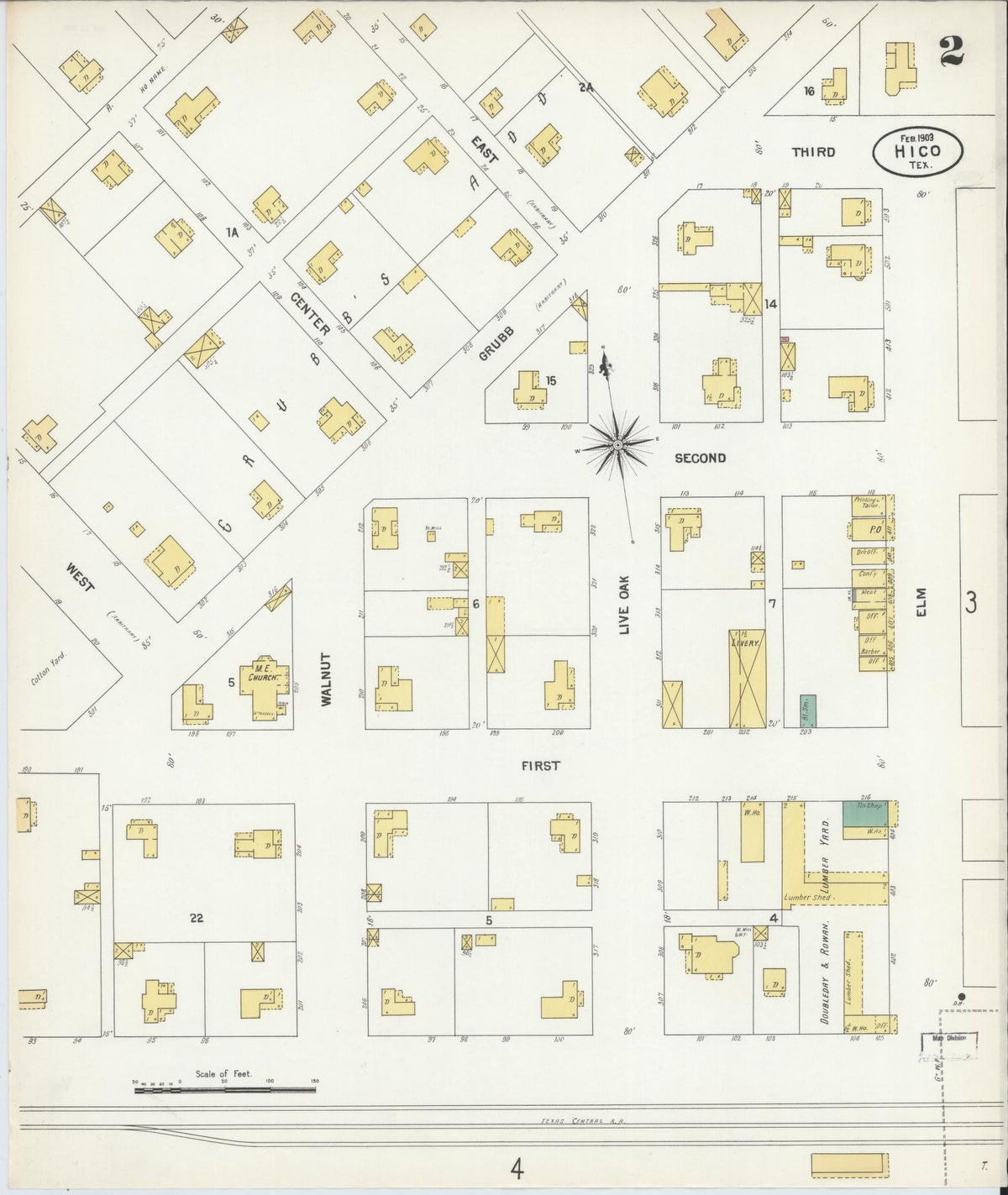 Sanborn Fire Insurance Map from Hico, Hamilton County, Texas (1903), Sheet #0002 - Complete Map Set gallery image, historic Sanborn map, vintage wall art, Texas Texas