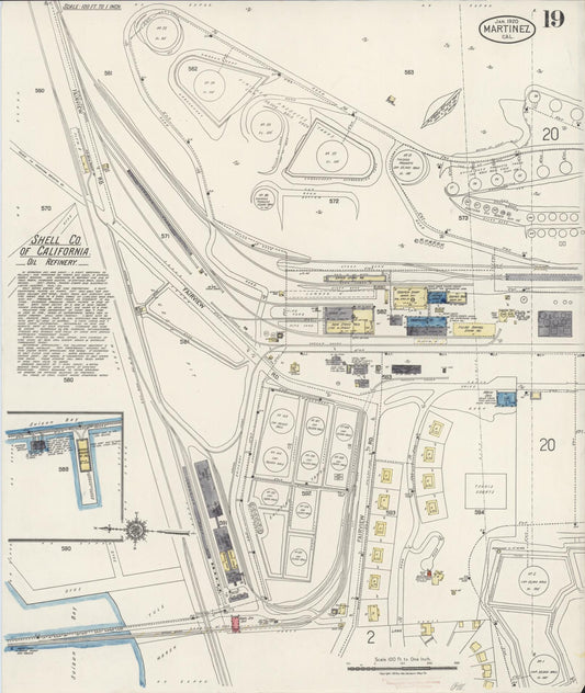 Sanborn Fire Insurance Map from Martinez, Contra Costa County, California (1920), Sheet #0019 - Historic Sanborn Fire Insurance Map Print, vintage old map wall art, antique decor, genealogy gift, California California map