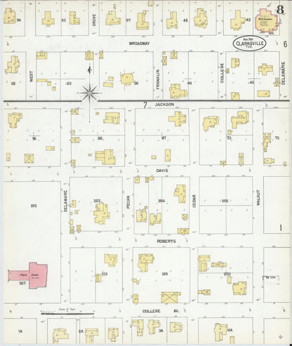 Sanborn Fire Insurance Map from Clarksville, Red River County, Texas (1901), Sheet #0008 - Historic Sanborn Fire Insurance Map Print, vintage old map wall art, antique decor, genealogy gift, Texas Texas map