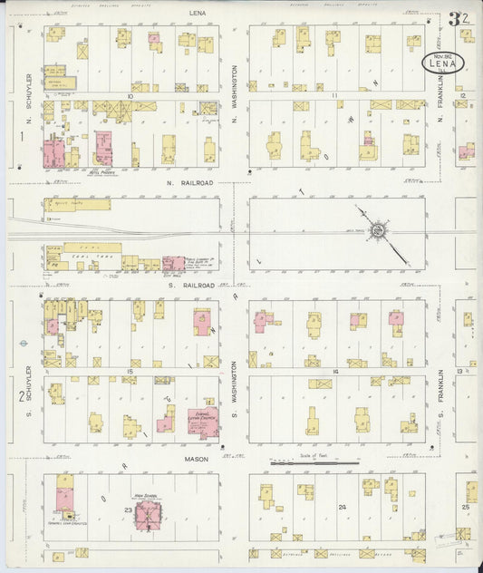 Sanborn Fire Insurance Map from Lena, Stephenson County, Illinois (1912), Sheet #0003 - Historic Sanborn Fire Insurance Map Print, vintage old map wall art, antique decor, genealogy gift, Illinois Illinois map
