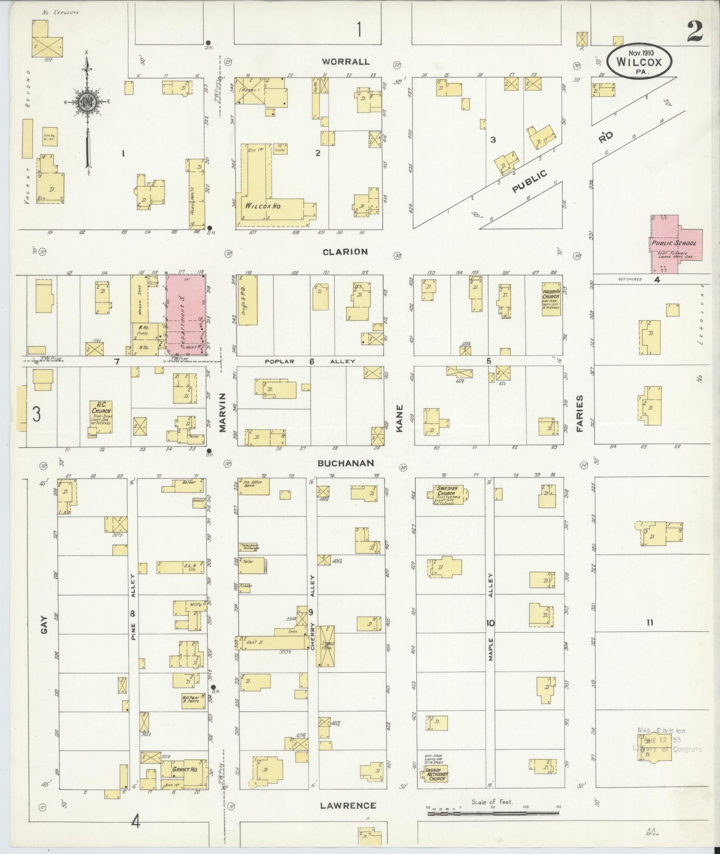 Sanborn Fire Insurance Map from Wilcox, Elk County, Pennsylvania (1910), Sheet #0002 - Complete Map Set gallery image, historic Sanborn map, vintage wall art, Pennsylvania Pennsylvania