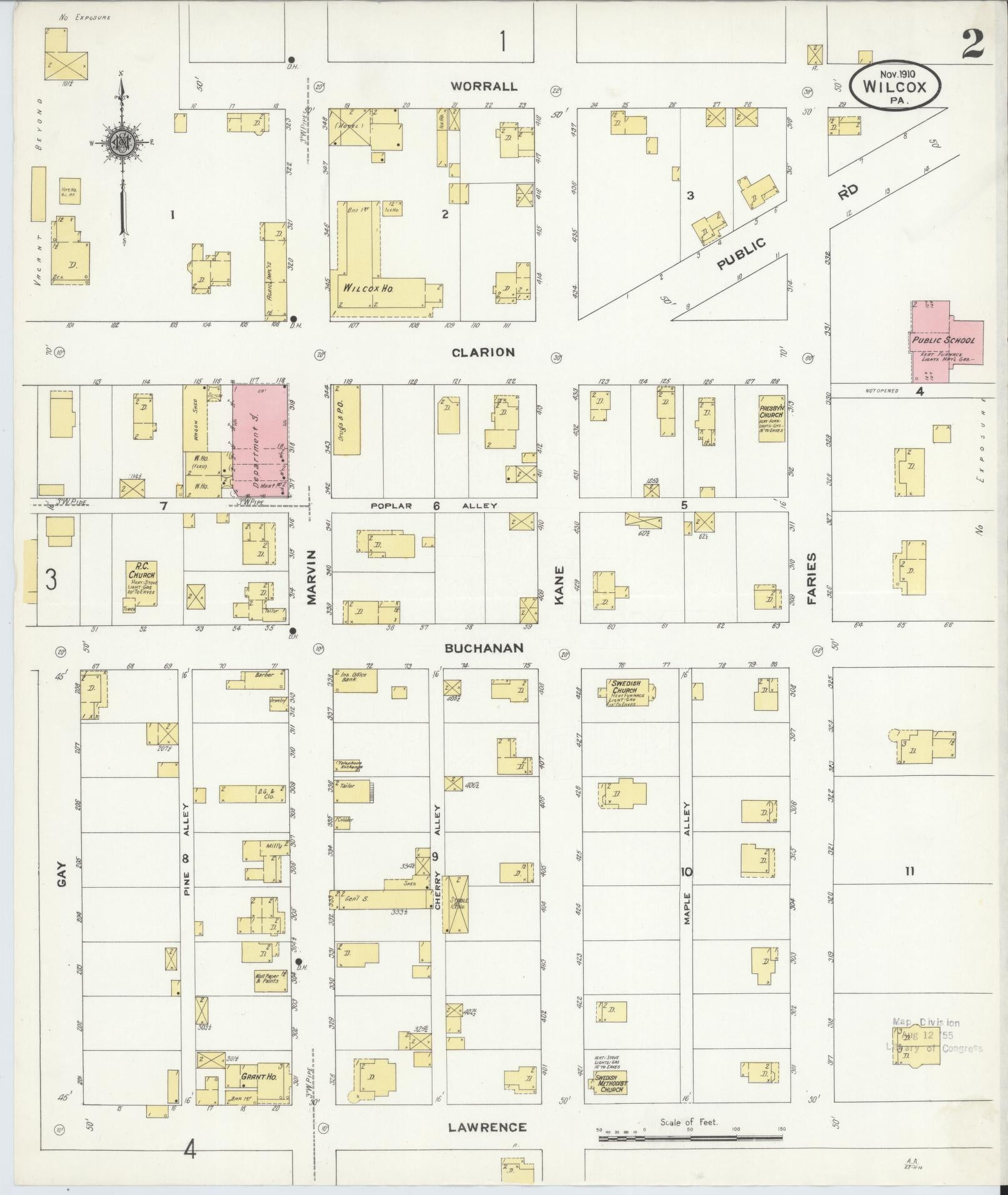 Sanborn Fire Insurance Map from Wilcox, Elk County, Pennsylvania (1910), Sheet #0002 - Complete Map Set gallery image, historic Sanborn map, vintage wall art, Pennsylvania Pennsylvania