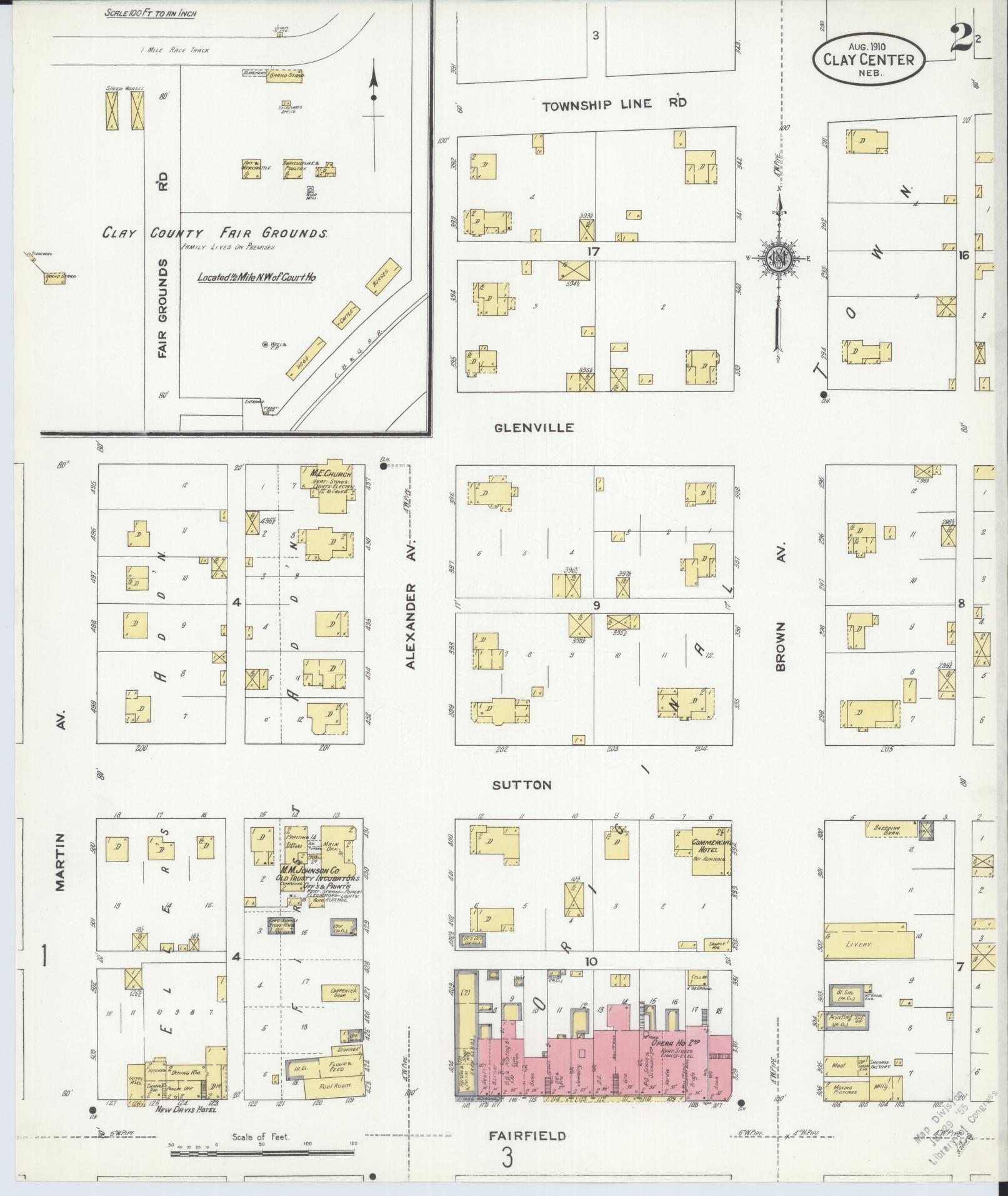 Sanborn Fire Insurance Map from Clay Center, Clay County, Nebraska (1910), Sheet #0002 - Complete Map Set gallery image, historic Sanborn map, vintage wall art, Nebraska Nebraska