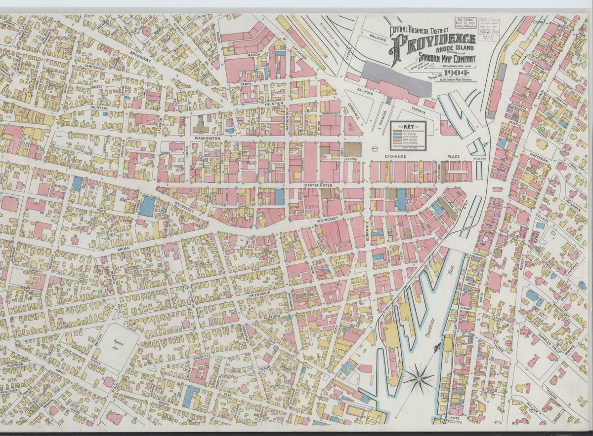Sanborn Fire Insurance Map from Providence, Providence County, Rhode Island (1905), Sheet #0001 - Historic Sanborn Fire Insurance Map Print, vintage old map wall art, antique decor, genealogy gift, Rhode Island Rhode Island map