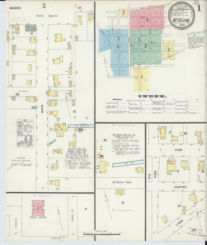 Sanborn Fire Insurance Map from Mount Gilead, Morrow County, Ohio (1897), Sheet #0001 - Historic Sanborn Fire Insurance Map Print, vintage old map wall art, antique decor, genealogy gift, Ohio Ohio map