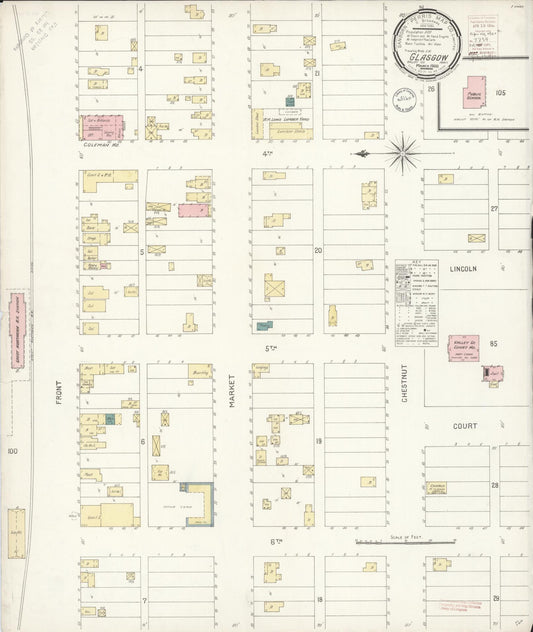Sanborn Fire Insurance Map from Glasgow, Valley County, Montana (1900), Sheet #0001 - Historic Sanborn Fire Insurance Map Print, vintage old map wall art, antique decor, genealogy gift, Montana Montana map