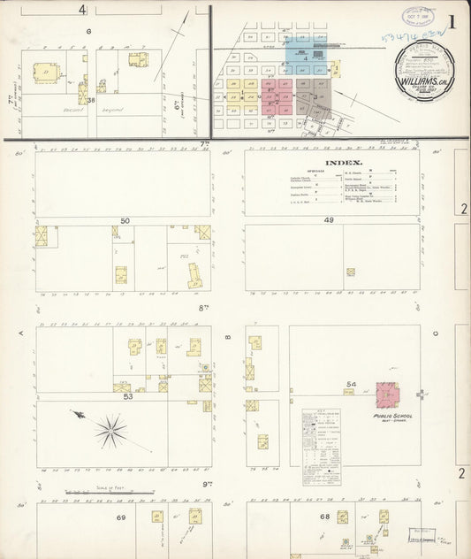 Sanborn Fire Insurance Map from Williams, Colusa County, California (1897), Sheet #0001 - Complete Map Set gallery image, historic Sanborn map, vintage wall art, California California