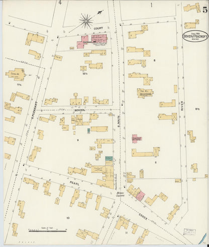 Sanborn Fire Insurance Map from Dover, Piscataguis County, Maine (1906), Sheet #0005 - Complete Map Set gallery image, historic Sanborn map, vintage wall art, Maine Maine
