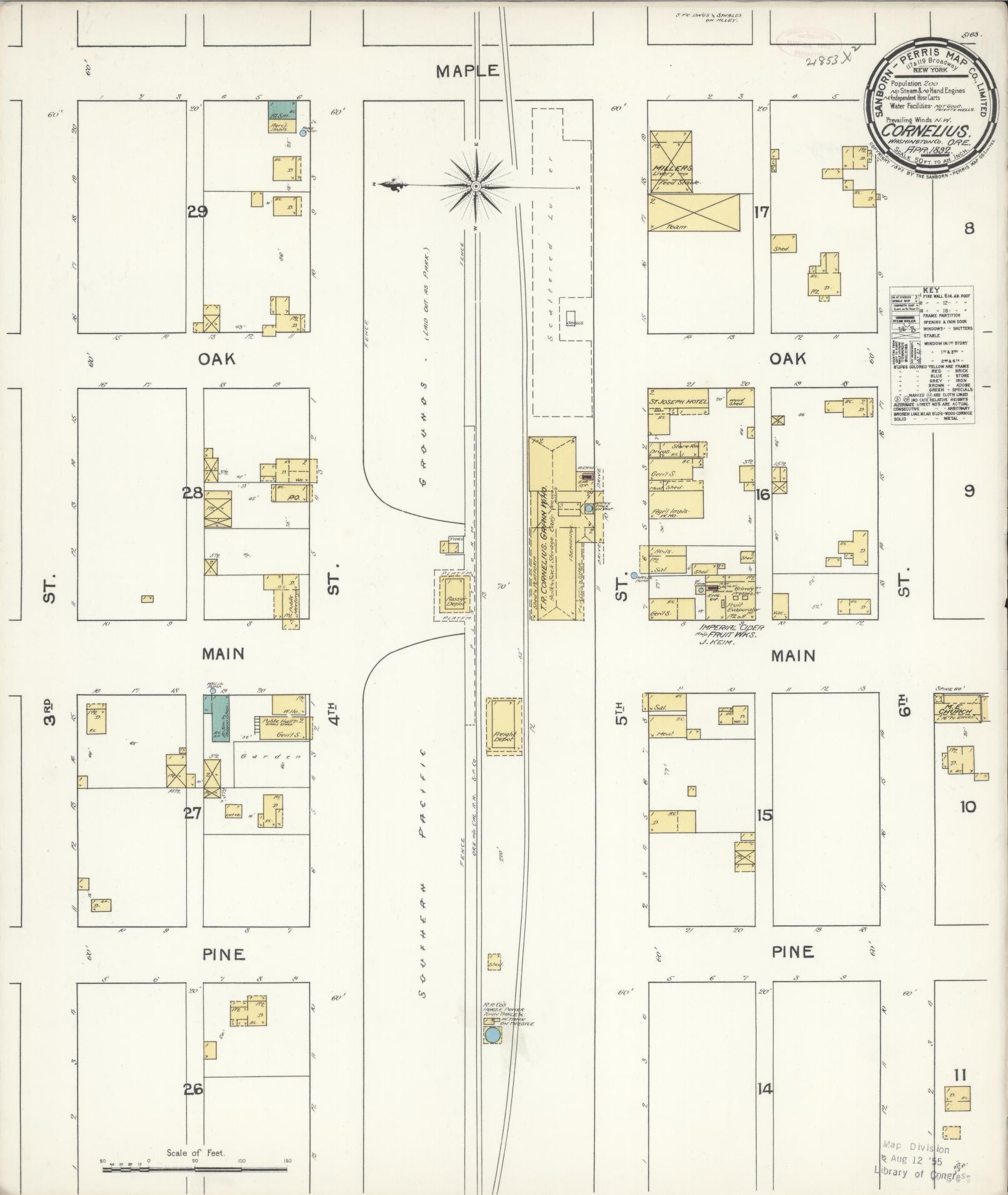Sanborn Fire Insurance Map from Cornelius, Washington County, Oregon (1892), Sheet #0001 - Historic Sanborn Fire Insurance Map Print, vintage old map wall art, antique decor, genealogy gift, Oregon Oregon map