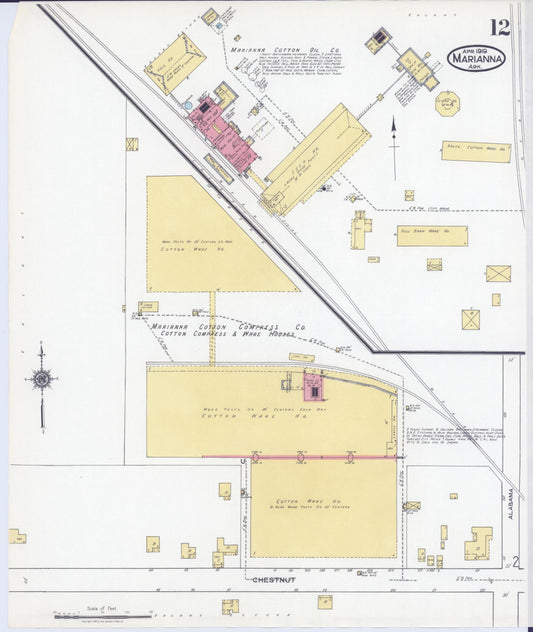 Sanborn Fire Insurance Map from Marianna, Lee County, Arkansas (1919), Sheet #0012 - Historic Sanborn Fire Insurance Map Print, vintage old map wall art, antique decor, genealogy gift, Arkansas Arkansas map