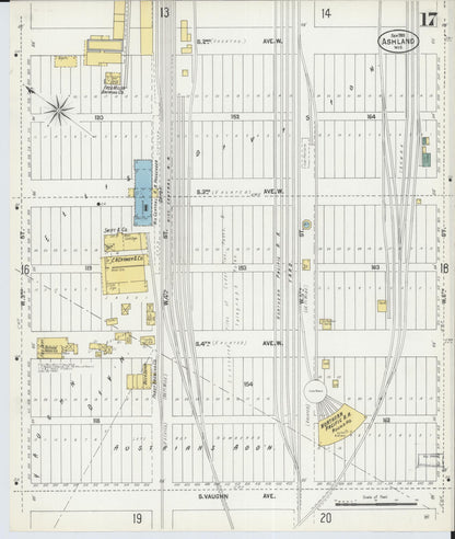 Sanborn Fire Insurance Map from Ashland, Ashland County, Wisconsin (1901), Sheet #0017 - Historic Sanborn Fire Insurance Map Print, vintage old map wall art, antique decor, genealogy gift, Wisconsin Wisconsin map