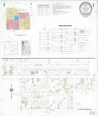 Sanborn Fire Insurance Map from Freer, Duval County, Texas (1948), Sheet #0001 - Complete Map Set gallery image, historic Sanborn map, vintage wall art, Texas Texas