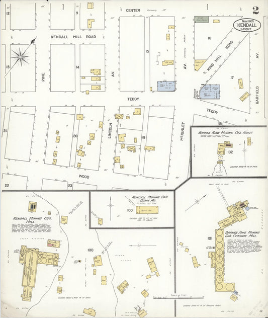 Sanborn Fire Insurance Map from Kendall, Fergus County, Montana (1905), Sheet #0002 - Historic Sanborn Fire Insurance Map Print, vintage old map wall art, antique decor, genealogy gift, Montana Montana map