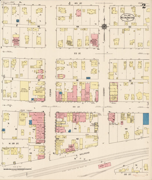 Sanborn Fire Insurance Map from Wilton Junction, Muscatine County, Iowa (1922), Sheet #0002 - Historic Sanborn Fire Insurance Map Print, vintage old map wall art