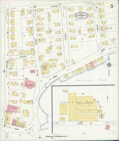 Sanborn Fire Insurance Map from Thompsonville, Hartford County, Connecticut (1912), Sheet #0005 - Complete Map Set gallery image, historic Sanborn map, vintage wall art, Connecticut Connecticut