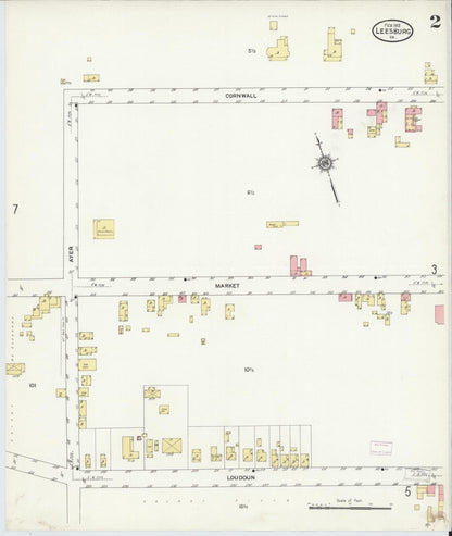 Sanborn Fire Insurance Map from Leesburg, Loudoun County, Virginia (1912), Sheet #0002 - Historic Sanborn Fire Insurance Map Print, vintage old map wall art, antique decor, genealogy gift, Virginia Virginia map
