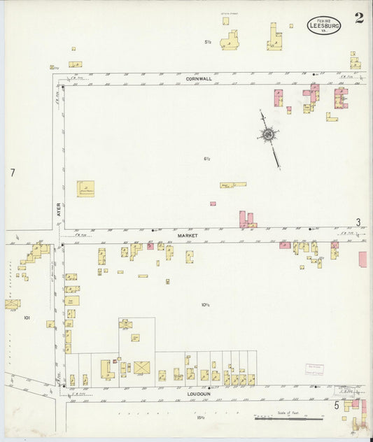 Sanborn Fire Insurance Map from Leesburg, Loudoun County, Virginia (1912), Sheet #0002 - Historic Sanborn Fire Insurance Map Print, vintage old map wall art, antique decor, genealogy gift, Virginia Virginia map
