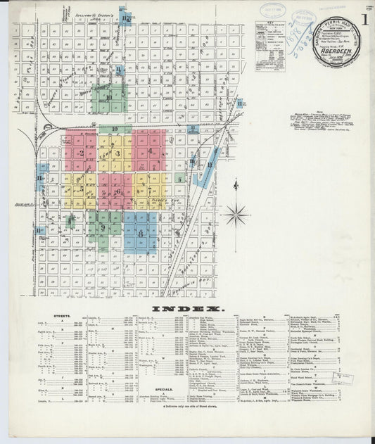 Sanborn Fire Insurance Map from Aberdeen, Brown County, South Dakota. (1898) – Historic Sanborn Fire Insurance Map Print