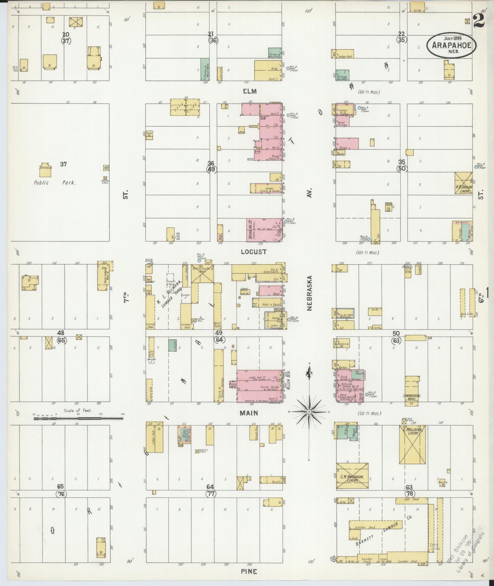 Sanborn Fire Insurance Map from Arapahoe, Furnas County, Nebraska (1899), Sheet #0002 - Historic Sanborn Fire Insurance Map Print, vintage old map wall art, antique decor, genealogy gift, Nebraska Nebraska map