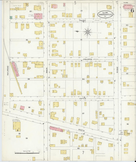 Sanborn Fire Insurance Map from Sharpsville, Mercer County, Pennsylvania (1905), Sheet #0006 - Historic Sanborn Fire Insurance Map Print, vintage old map wall art, antique decor, genealogy gift, Pennsylvania Pennsylvania map
