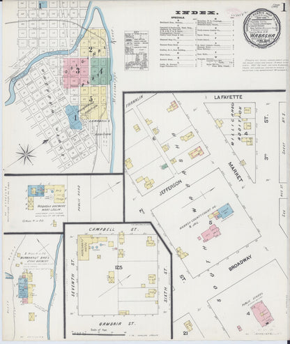 Sanborn Fire Insurance Map from Wabasha, Wabasha County, Minnesota (1890), Sheet #0001 - Historic Sanborn Fire Insurance Map Print, vintage old map wall art, antique decor, genealogy gift, Minnesota Minnesota map