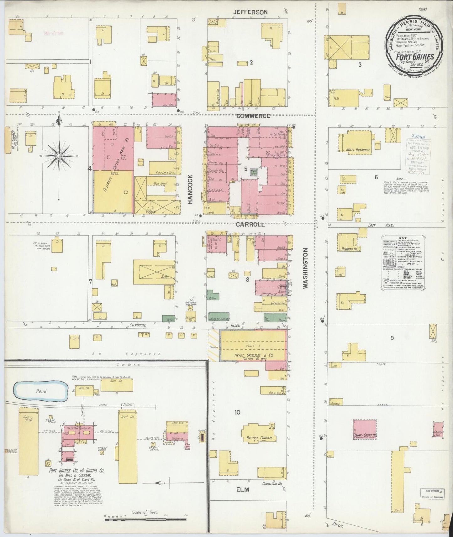 Sanborn Fire Insurance Map from Fort Gaines, Clay County, Georgia (1900), Sheet #0001 - Historic Sanborn Fire Insurance Map Print, vintage old map wall art, antique decor, genealogy gift, Georgia Georgia map