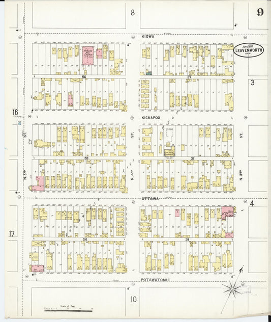 Sanborn Fire Insurance Map from Leavenworth, Leavenworth County, Kansas (1897), Sheet #0010 - Historic Sanborn Fire Insurance Map Print, vintage old map wall art, antique decor, genealogy gift, Kansas Kansas map