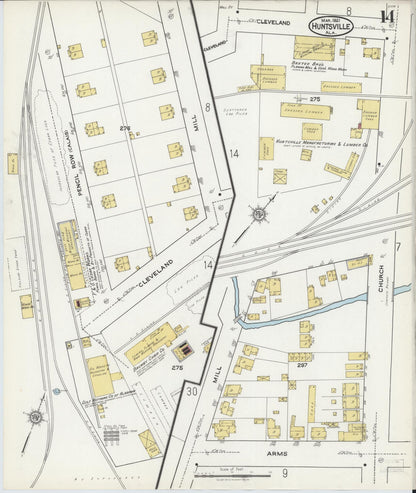 Sanborn Fire Insurance Map from Huntsville, Madison County, Alabama (1921), Sheet #0014 - Complete Map Set gallery image, historic Sanborn map, vintage wall art, Alabama Alabama