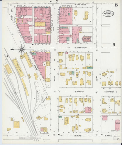 Sanborn Fire Insurance Map from Kewanee, Henry County, Illinois (1905), Sheet #0006 - Complete Map Set gallery image, historic Sanborn map, vintage wall art, Illinois Illinois
