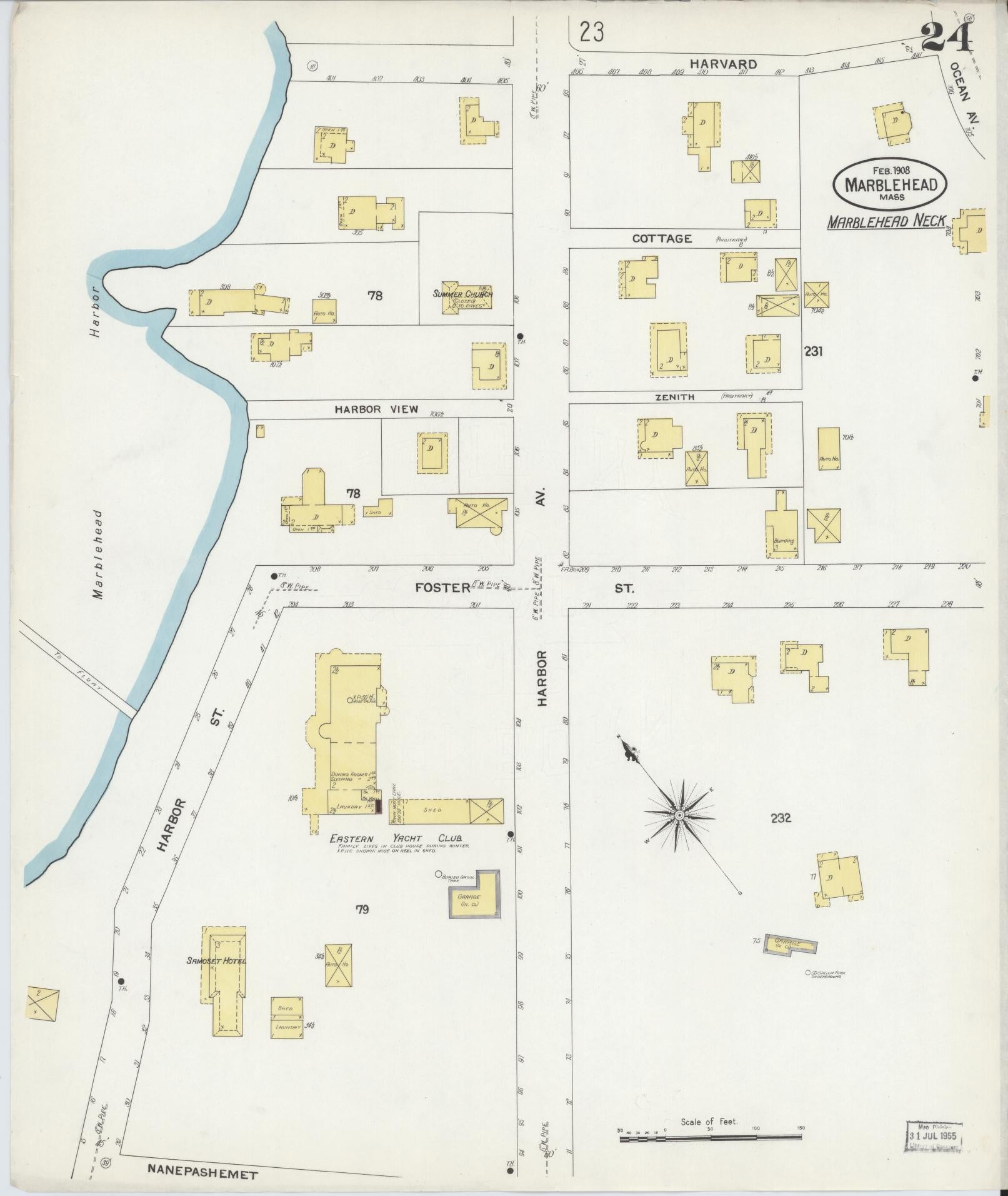 Sanborn Fire Insurance Map from Marblehead, Essex County, Massachusetts (1908), Sheet #0024 - Complete Map Set gallery image, historic Sanborn map, vintage wall art, Massachusetts Massachusetts