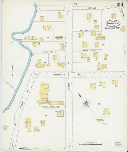 Sanborn Fire Insurance Map from Marblehead, Essex County, Massachusetts (1908), Sheet #0024 - Complete Map Set gallery image, historic Sanborn map, vintage wall art, Massachusetts Massachusetts