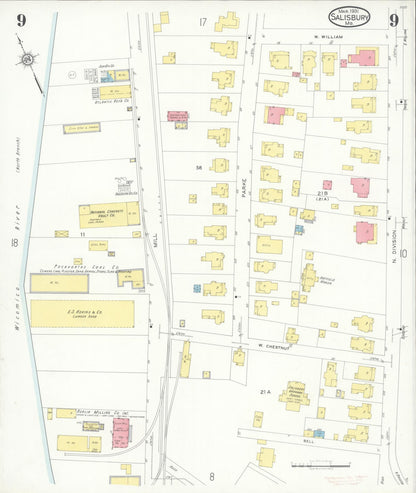 Sanborn Fire Insurance Map from Salisbury, Wicomico County, Maryland (1931), Sheet #0009 - Complete Map Set gallery image, historic Sanborn map, vintage wall art, Maryland Maryland