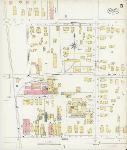 Sanborn Fire Insurance Map from Norwich, Chenango County, New York (1903), Sheet #0005 - Complete Map Set gallery image, historic Sanborn map, vintage wall art, New York New York