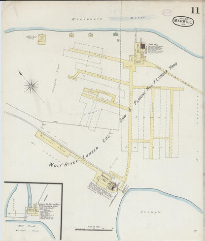 Sanborn Fire Insurance Map from Merrill, Lincoln County, Wisconsin (1888), Sheet #0011 - Complete Map Set gallery image, historic Sanborn map, vintage wall art, Wisconsin Wisconsin