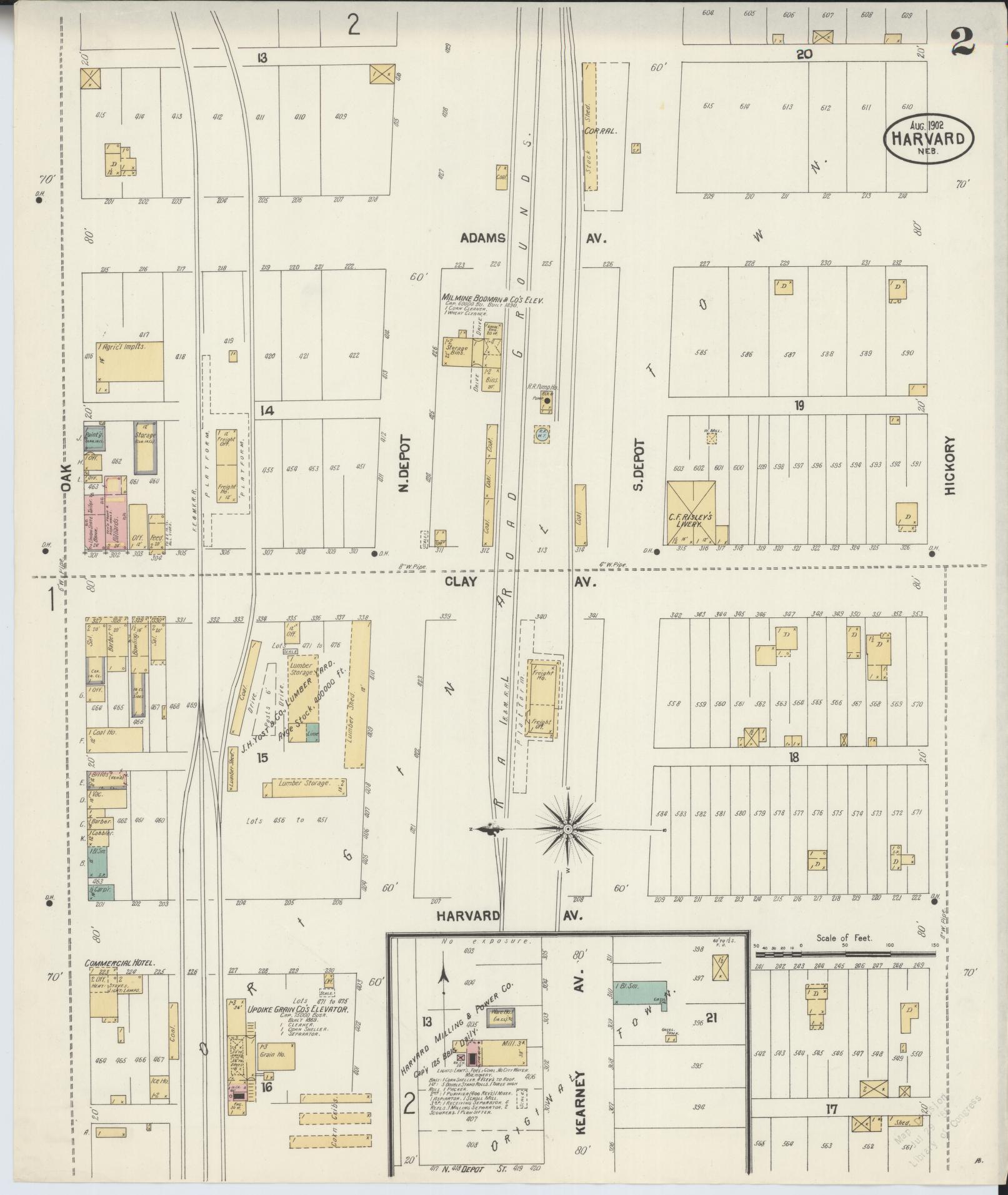 Sanborn Fire Insurance Map from Harvard, Clay County, Nebraska (1902), Sheet #0002 - Historic Sanborn Fire Insurance Map Print, vintage old map wall art, antique decor, genealogy gift, Nebraska Nebraska map