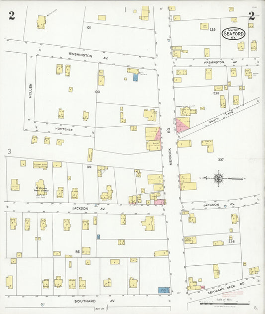 Sanborn Fire Insurance Map from Seaford, Nassau County, New York (1927), Sheet #0002 - Historic Sanborn Fire Insurance Map Print, vintage old map wall art, antique decor, genealogy gift, New York New York map
